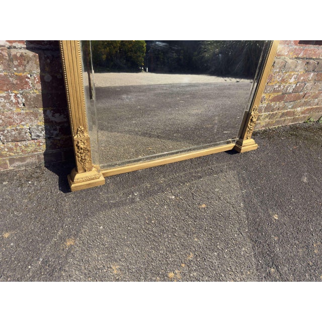 Large Antique English Gilt Overmantle Mirror, 19th Century For Sale - Image 4 of 7