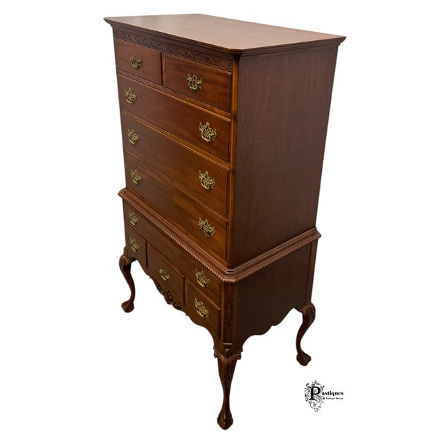 Late 20th Century Vintage Northern Furniture Company Regency Style Mahogany Highboy / Chest of Drawers For Sale - Image 5 of 12
