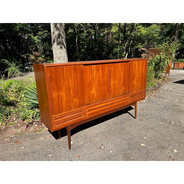 Wood Johannes Andersen Danish Teak Highboard Mid Century Modern, Attributed For Sale - Image 7 of 12