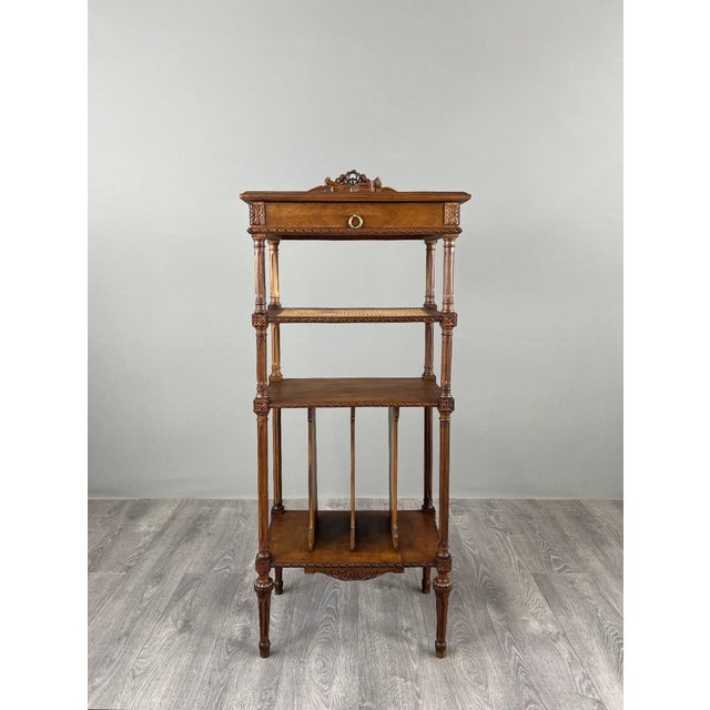 19th Century Louis XVI Carved Wood Music Cabinet with Caning For Sale - Image 9 of 9