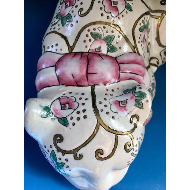 Ceramic Vintage Chinoiserie Ceramic Cat For Sale - Image 7 of 9