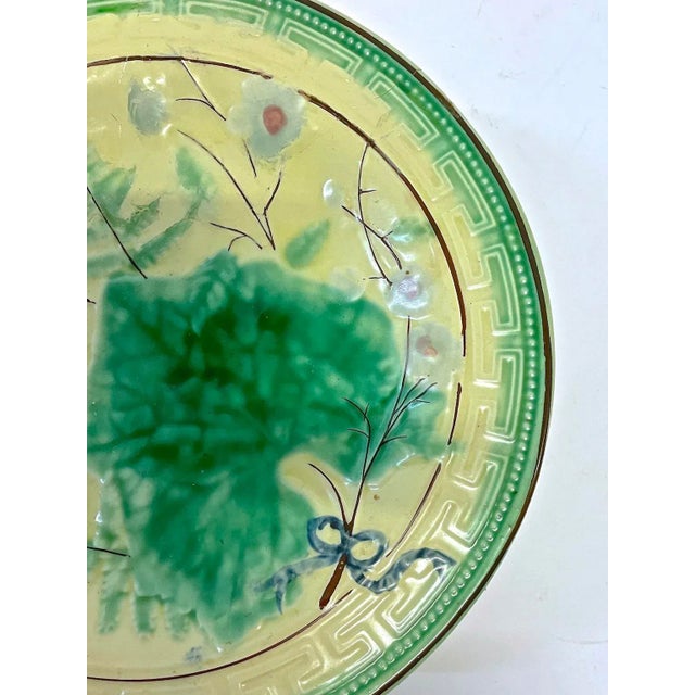 Antique Majolica Leaf & Floral Compote For Sale - Image 4 of 5