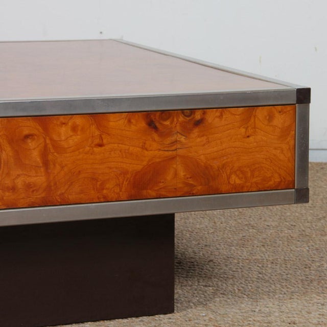Square Coffee Table in Burl Wood, 1980s For Sale - Image 3 of 7