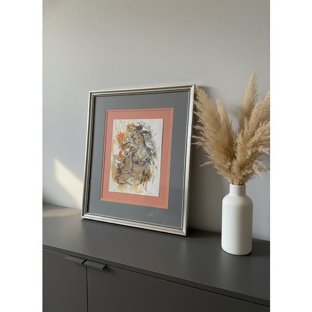 Mid-Century Modern 1960s Mid-Century Modern Seated Female Abstract Lithograph by Madeline Sallier – Signed & Numbered For Sale - Image 3 of 18