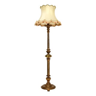 Antique Victorian Gilt Wood Floor Lamp, 1890s For Sale