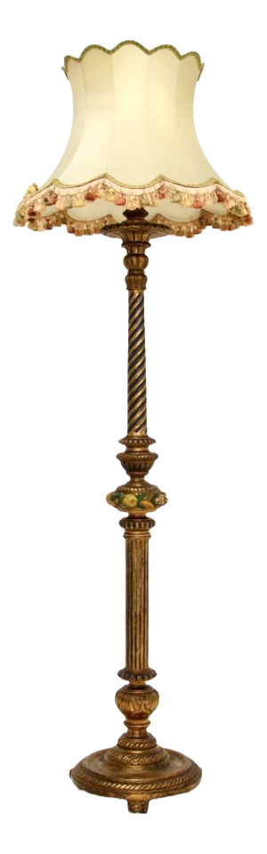 Antique Victorian Gilt Wood Floor Lamp, 1890s