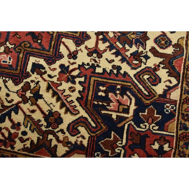Heriz Rug 7’8” X 10’6” Red Wool Vintage Tribal Hand-Knotted Oriental Carpet For Sale - Image 4 of 15