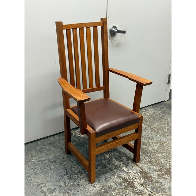 Design Plus Gallery presents an Arts & Crafts Oak Armchair from Thomas Moser. The armchair is crafted of solid oak, with a...