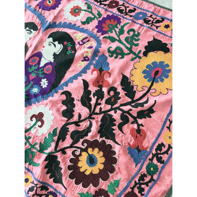 1960s Asian Suzani Bedspread - Decorative Textile For Sale - Image 5 of 9
