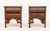Pair of Syrian Bone Inlay Walnut Corner Chairs, with carved openwork backrests, the seat with single pull drawers on four...