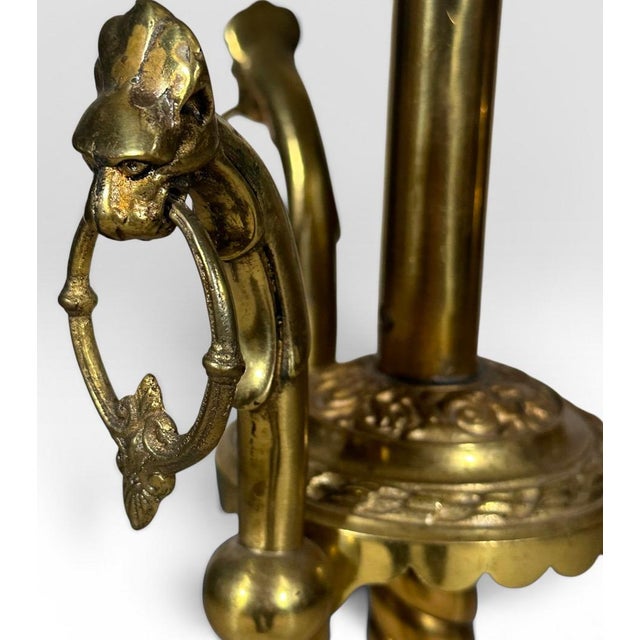 Late 19th Century Victorian Brass and Red Satin Glass Griffin Piano Floor Lamp For Sale - Image 14 of 18