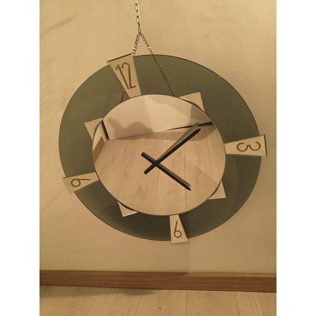 Mid-Century Modern Wall Clock in Smoked Glass, 1970s For Sale - Image 3 of 9