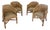 Vintage McGuire San Francisco Rattan Barrel Back Dining Chairs With Leather Seats — Set of 4 For Sale