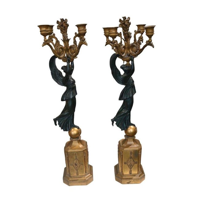 Traditional Empire Candelabra in Gilt and Patinated Bronze from Pierre-Philippe Thomire, Paris, 1810s, Set of 2 For Sale - Image 3 of 6