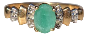 The Gastonia: Ladies Yellow Gold Ring set with Emerald and Diamonds