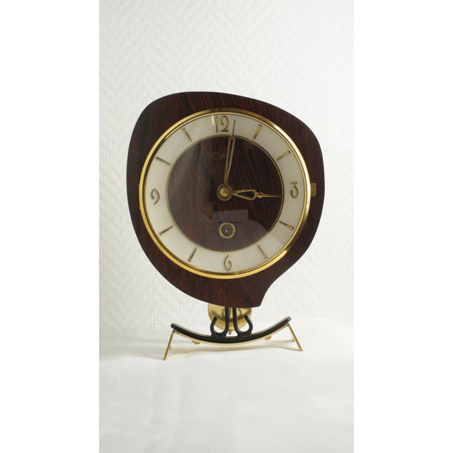 Mid Century Winding Mantel Clock by Orfac, Netherlands and Jaz Alarm Clock, France – Set of 2 For Sale - Image 6 of 11