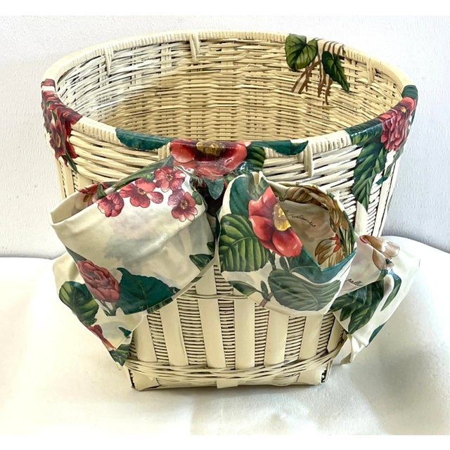 French Painted Floral Decoupage Basket Planter For Sale - Image 13 of 13