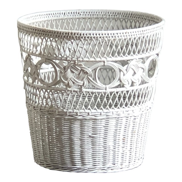 Mid20th Century White Wicker Wastebasket Chairish