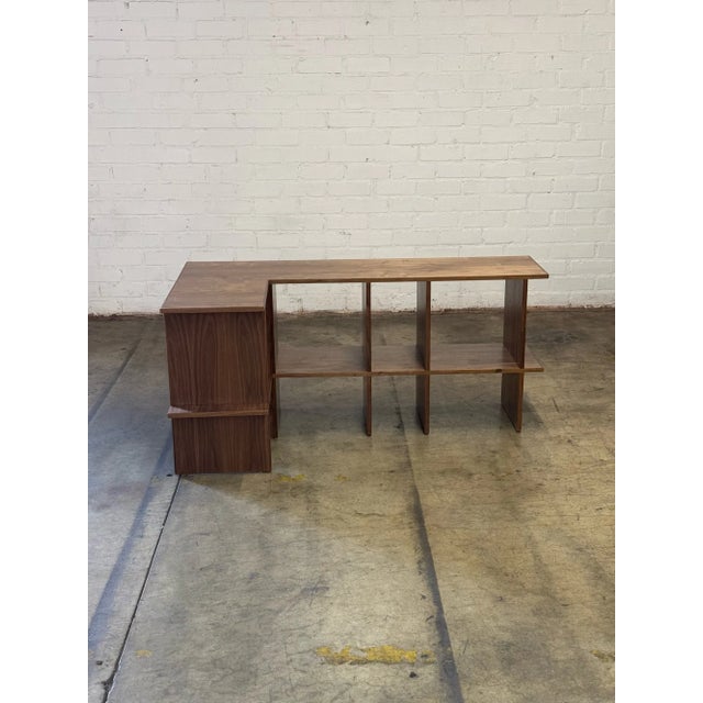 Custom Made Corner Sofa Bookcase in Walnut For Sale In Los Angeles - Image 6 of 12