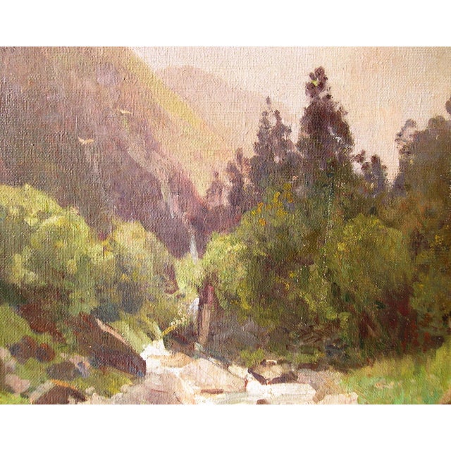 Heinrich Deuchert, Mountain Stream in the Alps, 1900s, Oil Painting on Canvas, Framed For Sale - Image 5 of 15