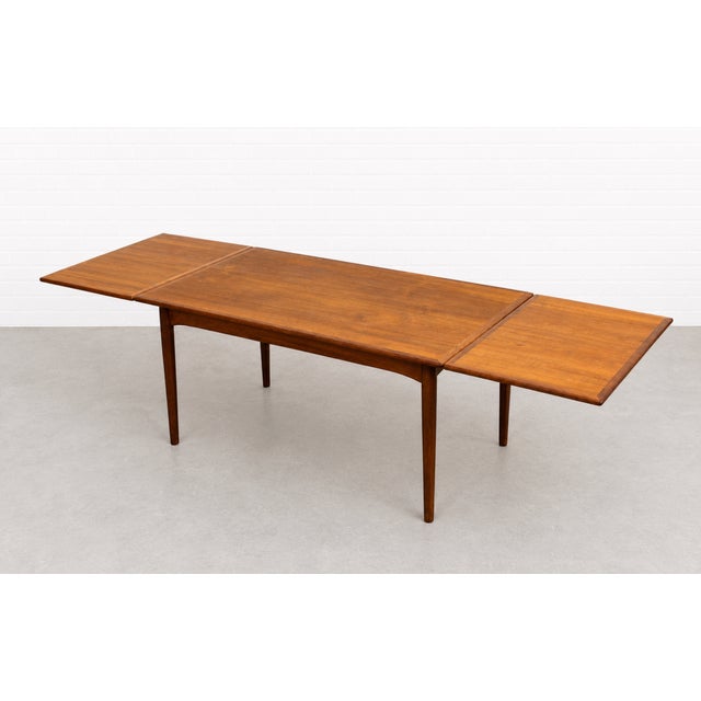 Brown Danish Mid Century Modern Teak Dining Table, Hidden Leaves, C. 1960’s For Sale - Image 8 of 13