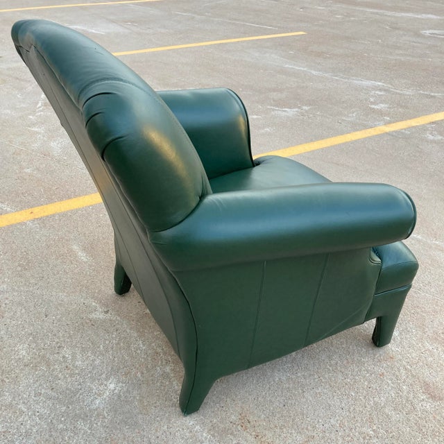 Animal Skin Late 20th Century Neotraditional Fully Upholstered Leather Lounge Chair Manner of John Hutton for Donghia For Sale - Image 7 of 13
