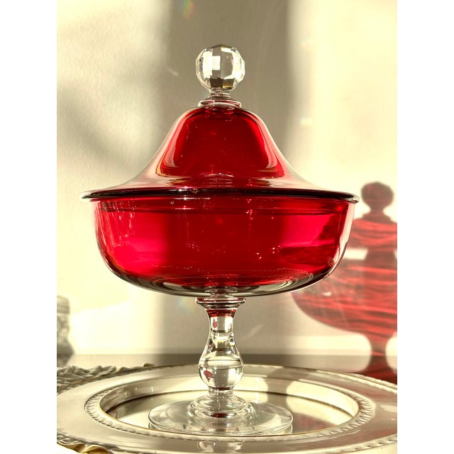 Ruby and Clear Crystal Drageoir from Baccarat, Late 19th Century For Sale - Image 10 of 15