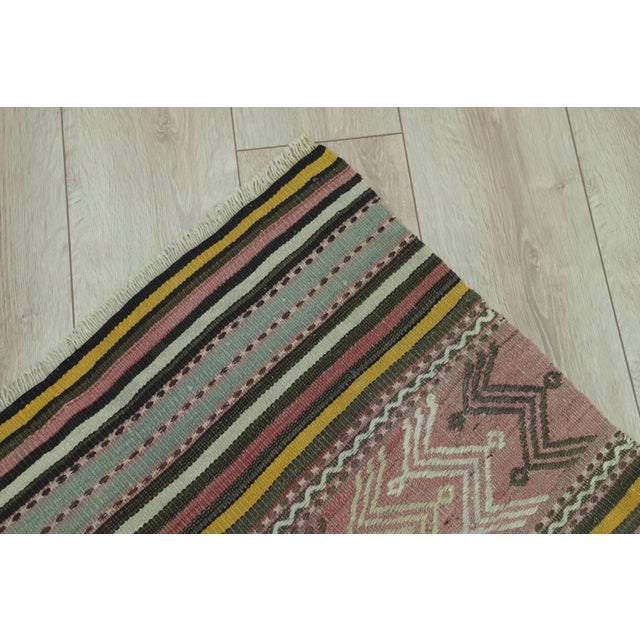 Rustic 1970s Native American Hand Knotted Striped Large Rug For Sale - Image 3 of 6