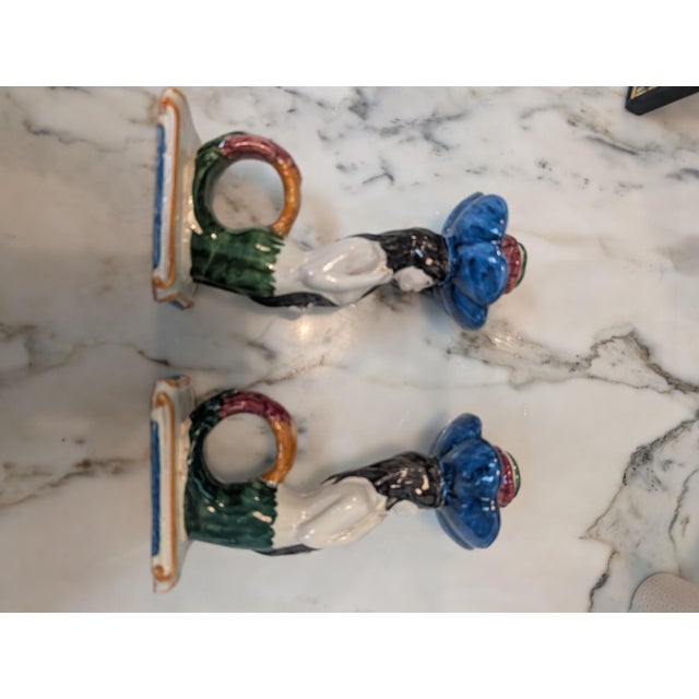 Ceramic Pair of Contemporary Les Ottomans Hand-Painted Ceramic Mermaid Candlesticks For Sale - Image 7 of 8