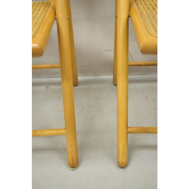 Wood Vintage Habitat England Bentwood Cane Rattan Folding Chairs - a Pair For Sale - Image 7 of 13
