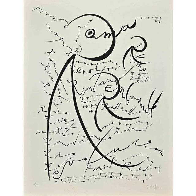 Letter R from Alphabet series is an original lithograph realized by Rafael Alberti in 1972. Hand-signed and dated on the...