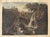 La Cascade, an 18th-century hand-colored landscape engraving depicting a waterfall, bridge, distant buildings and figures...