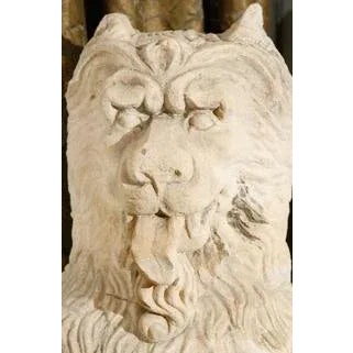 Pair of 18th c. French hand carved Limestone Lions 4'1"H 26"L