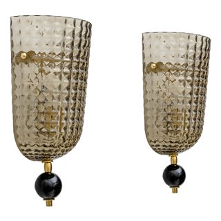 Italian Modern Murano Glass Textured Wall Sconces, 2000, Set of 2 For Sale
