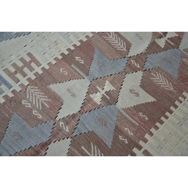 Blue 1960's Vintage Turkish Tribal Kilim Rug- 3′4″ × 5′7″ For Sale - Image 8 of 10