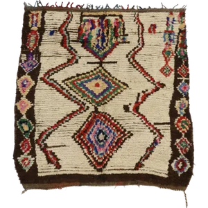 Vintage Berber Moroccan Azilal Boucherouite Rug - 04'09 X 04'11