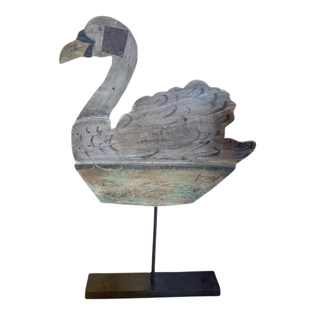 Mid 20th Century Wooden Rustic Swan For Sale