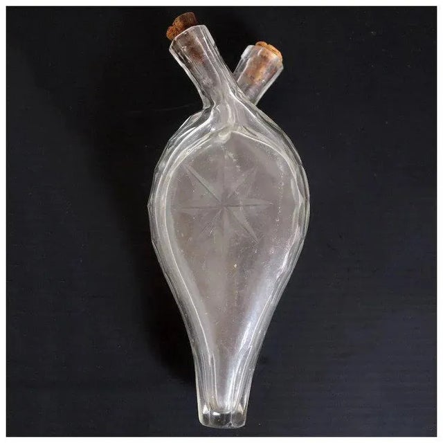 English Etched Glass Double Neck Gimmel Flask Perfume Bottle For Sale In Denver - Image 6 of 8