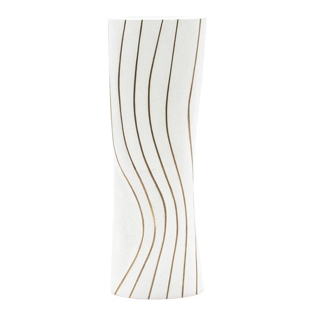 Modern Vase in Shagreen With Brass Details by Kifu Paris For Sale