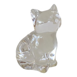 Val St Lambert Crystal Kitten Figurine With Original Val St Lambert Box For Sale