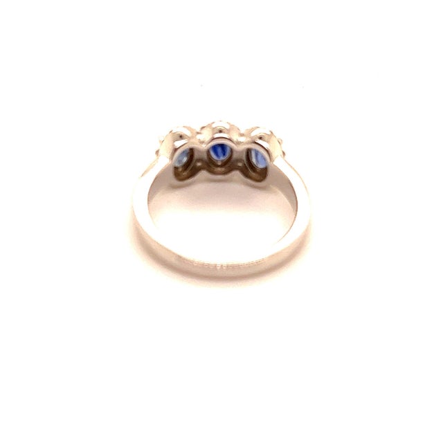 Natural Sapphire Diamond Ring 7 14k W Gold 1.67 TCW Certified For Sale - Image 11 of 12