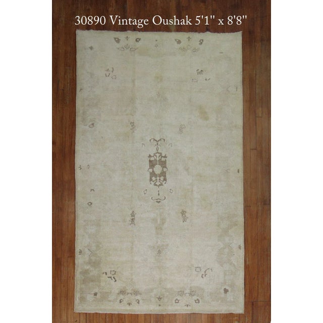 Textile Vintage Neutral Turkish Oushak Rug; - 5'1" x 8'8" For Sale - Image 7 of 7