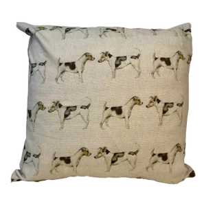 20” Square Pillow Decorated in a Jack Russel Dog Print - Made in U K
