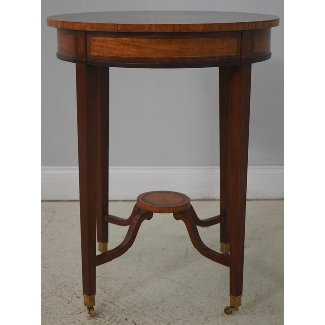 Age: Approx: 20 Years Old Details: Mahogany Brass Capped Feet High Quality Construction Nice Inlay Work Throughout English...
