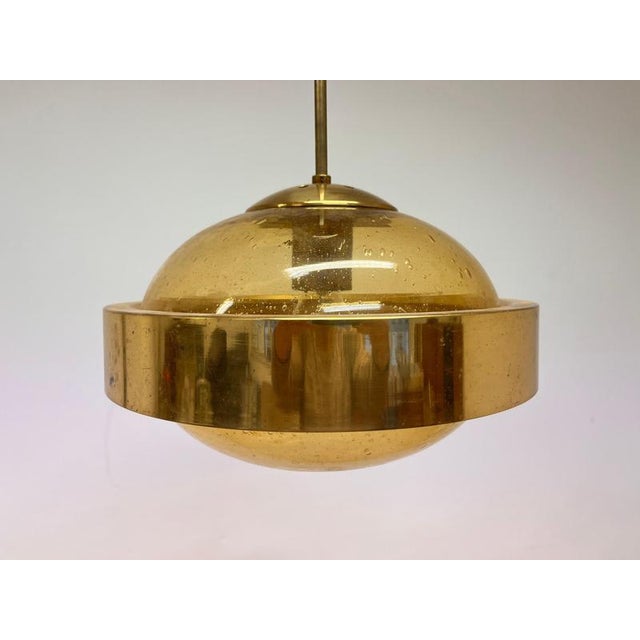 Mid-Century Space Age Brass and Glass UFO Pendant from Kamenicky Senov, 1970s For Sale - Image 6 of 9
