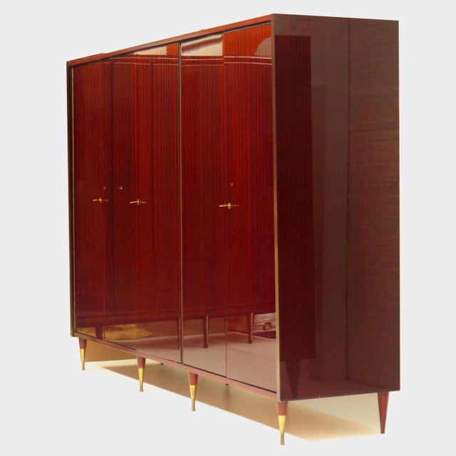 Brown Large Mid-Century 5-Door Wardrobe in Mahogany, 1960s For Sale - Image 8 of 10