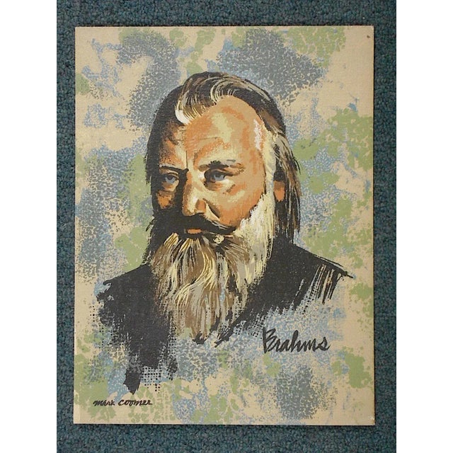 This serigraph on board of the famous music composer Joannes Brahms, by listed artist Mark Coomer (1914-2004) . All Signed...