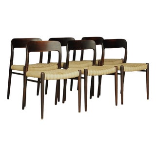 Model 75 Chairs in Beech by Niels Otto Møller for J.L. Moller, 1960s, Set of 6 For Sale