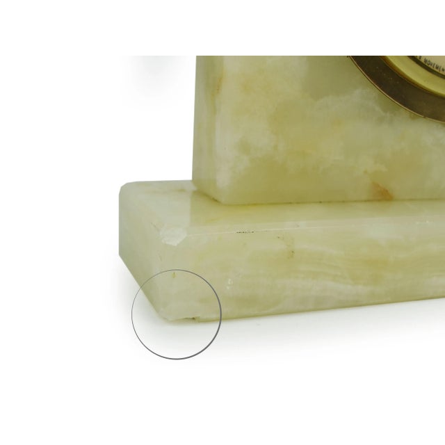 Brass Mid 20th Century Sessions Table Top Clock With Stone Base For Sale - Image 8 of 8