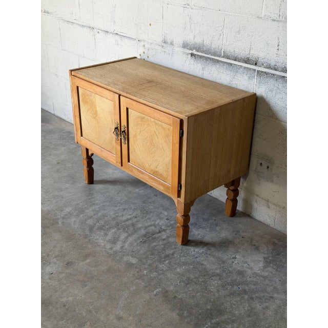 Henning Kjærnulf Oak Storage Cabinet With Parquet Doors Danish Mid-Century Modern 1960s For Sale In Los Angeles - Image 6 of 11